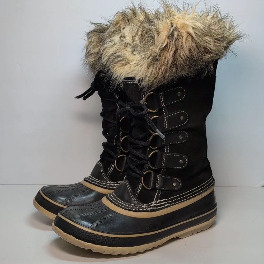 Sorel Joan of Arctic waterproof black suede winter boots womans size 9 EU 41.5